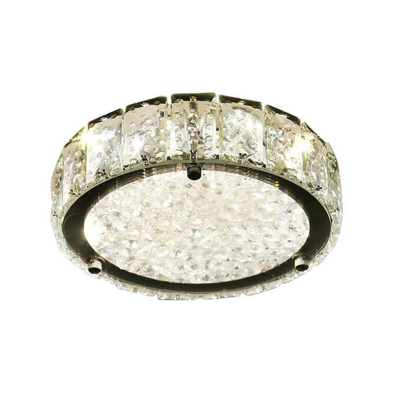 Minimalist LED Flush Lamp Stainless-Steel Round/Square/Flower Ceiling Fixture with Clear Crystal Shade in Warm/White Light Clearhalo 'Ceiling Lights' 'Close To Ceiling Lights' 'Close to ceiling' 'Flush mount' Lighting' 1723571