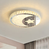 Stainless-Steel LED Round Flushmount Contemporary Cut Crystal Ceiling Mounted Light with Moon and Star Design Stainless-Steel Clearhalo 'Ceiling Lights' 'Close To Ceiling Lights' 'Close to ceiling' 'Flush mount' Lighting' 1723574