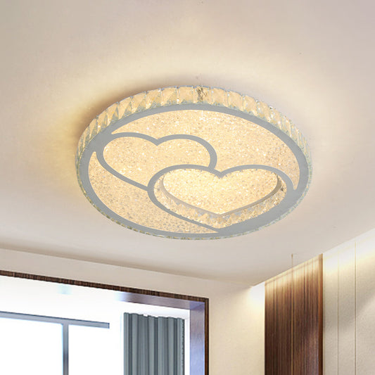 LED Bedroom Ceiling Flush Mount Simplicity Stainless-Steel Flush Lamp with Loving Heart Crystal Shade in Warm/White Light Stainless-Steel Clearhalo 'Ceiling Lights' 'Close To Ceiling Lights' 'Close to ceiling' 'Flush mount' Lighting' 1723578