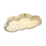 Crystal Block Cloud Ceiling Fixture Modernist 19.5"/25.5" W LED Flush Mount in Stainless-Steel, Warm/White Light Clearhalo 'Ceiling Lights' 'Close To Ceiling Lights' 'Close to ceiling' 'Flush mount' Lighting' 1723584