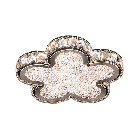 Simple Flower Ceiling Lighting Crystal Block LED Corridor Flush Mount Lamp in Stainless-Steel, Warm/White Light Clearhalo 'Ceiling Lights' 'Close To Ceiling Lights' 'Close to ceiling' 'Flush mount' Lighting' 1723588