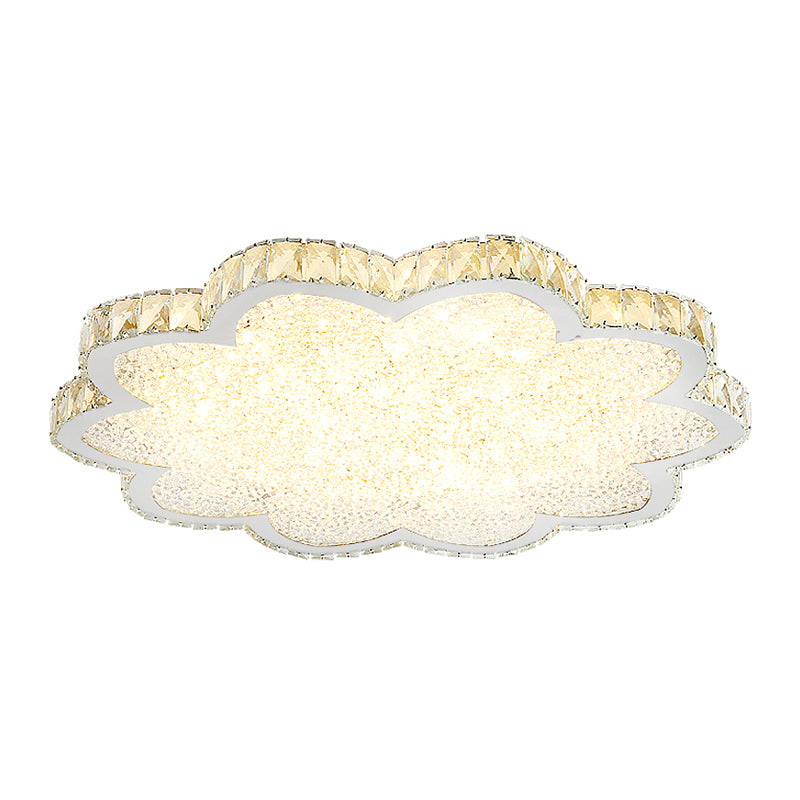 Bloom Clear Crystal Flush Light Fixture Minimalist LED Stainless-Steel Ceiling Mount Fixture Clearhalo 'Ceiling Lights' 'Close To Ceiling Lights' 'Close to ceiling' 'Flush mount' Lighting' 1723593