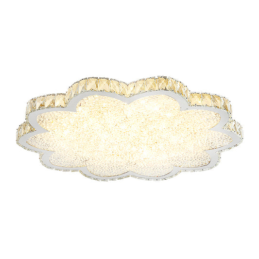 Bloom Clear Crystal Flush Light Fixture Minimalist LED Stainless-Steel Ceiling Mount Fixture Clearhalo 'Ceiling Lights' 'Close To Ceiling Lights' 'Close to ceiling' 'Flush mount' Lighting' 1723593