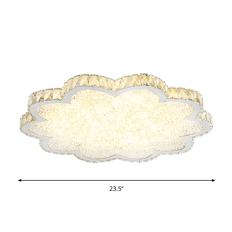 Bloom Clear Crystal Flush Light Fixture Minimalist LED Stainless-Steel Ceiling Mount Fixture Clearhalo 'Ceiling Lights' 'Close To Ceiling Lights' 'Close to ceiling' 'Flush mount' Lighting' 1723594