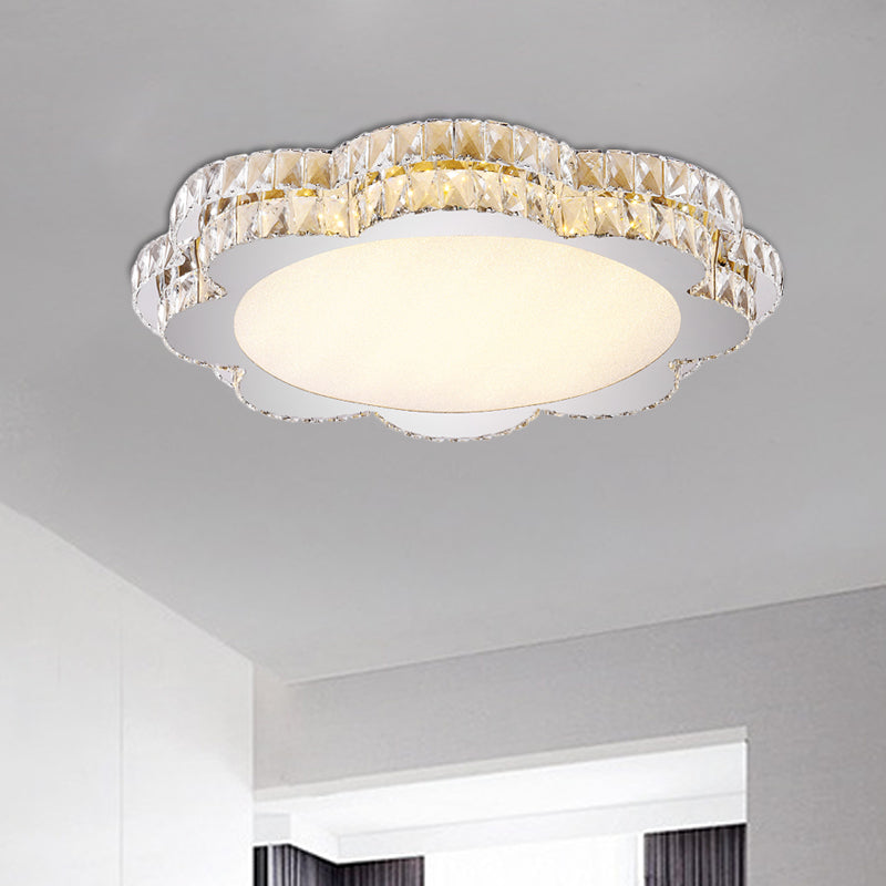 Clear Crystal Flower/Octagon Flushmount Minimalism LED Stainless-Steel Close to Ceiling Lamp Clearhalo 'Ceiling Lights' 'Close To Ceiling Lights' 'Close to ceiling' 'Flush mount' Lighting' 1723596