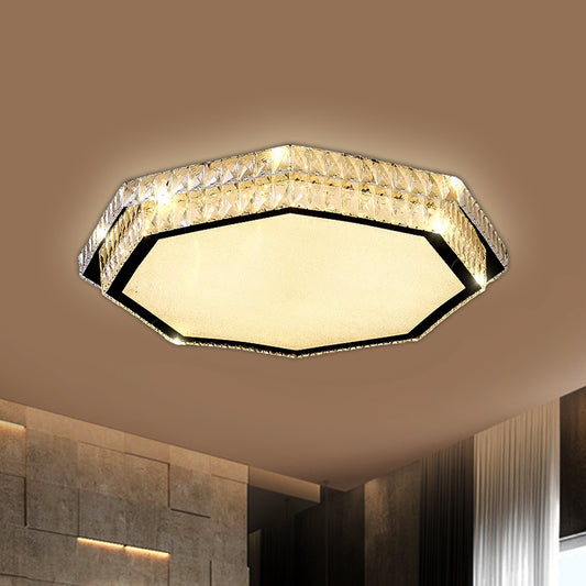 Clear Crystal Flower/Octagon Flushmount Minimalism LED Stainless-Steel Close to Ceiling Lamp Clearhalo 'Ceiling Lights' 'Close To Ceiling Lights' 'Close to ceiling' 'Flush mount' Lighting' 1723600