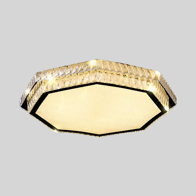 Clear Crystal Flower/Octagon Flushmount Minimalism LED Stainless-Steel Close to Ceiling Lamp Clearhalo 'Ceiling Lights' 'Close To Ceiling Lights' 'Close to ceiling' 'Flush mount' Lighting' 1723602
