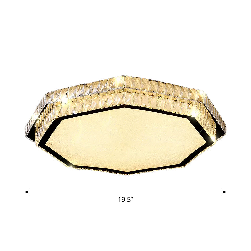 Clear Crystal Flower/Octagon Flushmount Minimalism LED Stainless-Steel Close to Ceiling Lamp Clearhalo 'Ceiling Lights' 'Close To Ceiling Lights' 'Close to ceiling' 'Flush mount' Lighting' 1723603