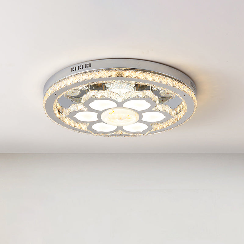 Lotus Flush Mount Lamp Fixture Simple Faceted Crystal LED Stainless-Steel Close to Ceiling Lighting Clearhalo 'Ceiling Lights' 'Close To Ceiling Lights' 'Close to ceiling' 'Flush mount' Lighting' 1723609