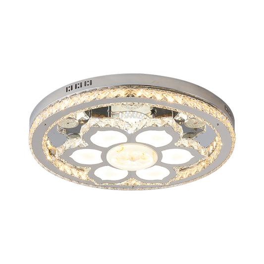Lotus Flush Mount Lamp Fixture Simple Faceted Crystal LED Stainless-Steel Close to Ceiling Lighting Clearhalo 'Ceiling Lights' 'Close To Ceiling Lights' 'Close to ceiling' 'Flush mount' Lighting' 1723610