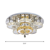 LED Bedroom Semi Mount Lighting Minimalism Chrome Ceiling Fixture with Floral Crystal Block Shade Clearhalo 'Ceiling Lights' 'Close To Ceiling Lights' 'Close to ceiling' 'Semi-flushmount' Lighting' 1723624