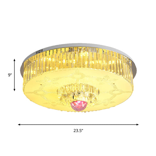 Round Flush Light Fixture Modern Crystal Rectangle LED Parlor Ceiling Flush Mount in Chrome Clearhalo 'Ceiling Lights' 'Close To Ceiling Lights' 'Close to ceiling' 'Flush mount' Lighting' 1723661