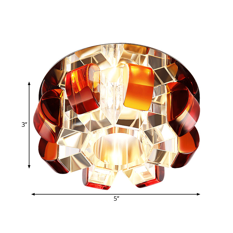 Tan Crystal Flower Flush Light Fixture Modern LED Flushmount Lighting for Living Room Clearhalo 'Ceiling Lights' 'Close To Ceiling Lights' 'Close to ceiling' 'Flush mount' Lighting' 1723711