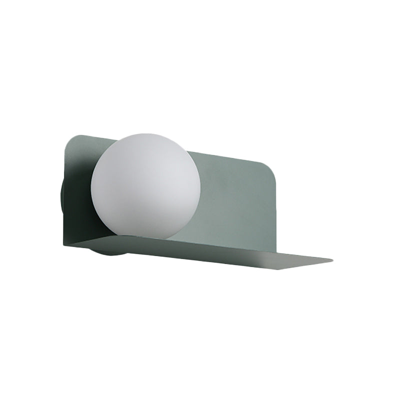White Globe Wall Light Nordic Style Frosted Glass Sconce Light for Study Room Child Bedroom Clearhalo 'Wall Lamps & Sconces' 'Wall Lights' Lighting' 172377