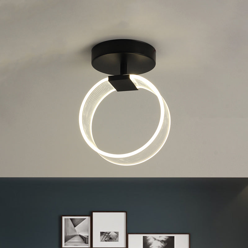 LED Corridor Ceiling Lamp Modern Black/Gold Semi Flush Mount Lighting with Circular Acrylic Shade Clearhalo 'Ceiling Lights' 'Close To Ceiling Lights' 'Close to ceiling' 'Semi-flushmount' Lighting' 1723837