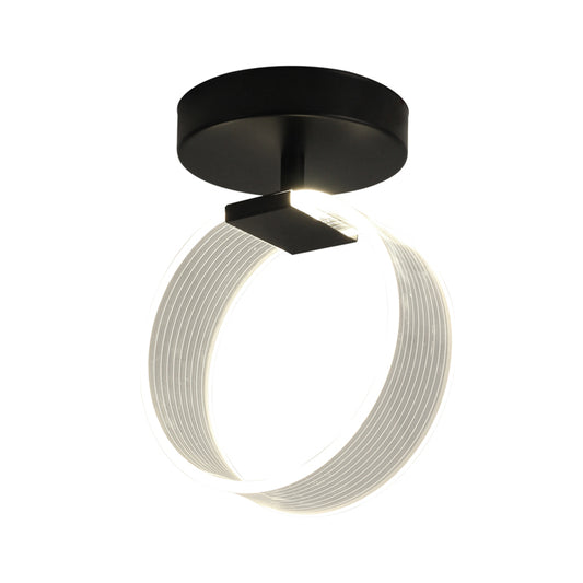 LED Corridor Ceiling Lamp Modern Black/Gold Semi Flush Mount Lighting with Circular Acrylic Shade Clearhalo 'Ceiling Lights' 'Close To Ceiling Lights' 'Close to ceiling' 'Semi-flushmount' Lighting' 1723838