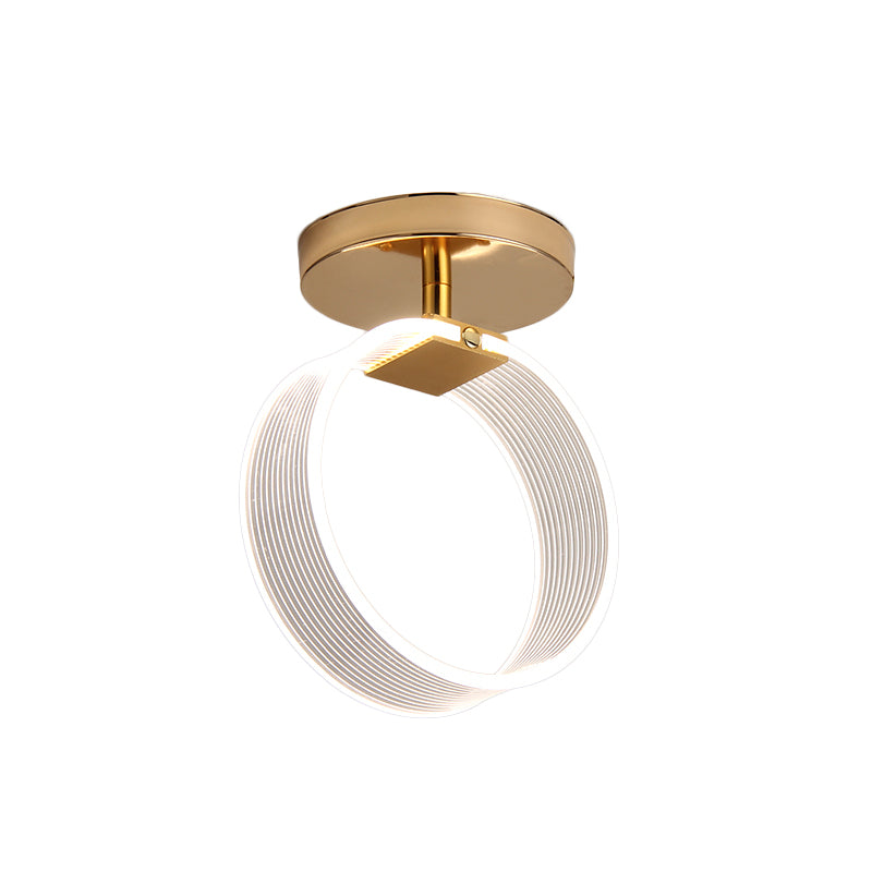 LED Corridor Ceiling Lamp Modern Black/Gold Semi Flush Mount Lighting with Circular Acrylic Shade Clearhalo 'Ceiling Lights' 'Close To Ceiling Lights' 'Close to ceiling' 'Semi-flushmount' Lighting' 1723842