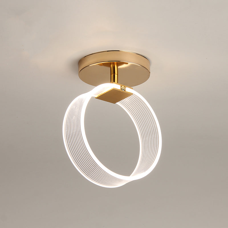 LED Corridor Ceiling Lamp Modern Black/Gold Semi Flush Mount Lighting with Circular Acrylic Shade Clearhalo 'Ceiling Lights' 'Close To Ceiling Lights' 'Close to ceiling' 'Semi-flushmount' Lighting' 1723843