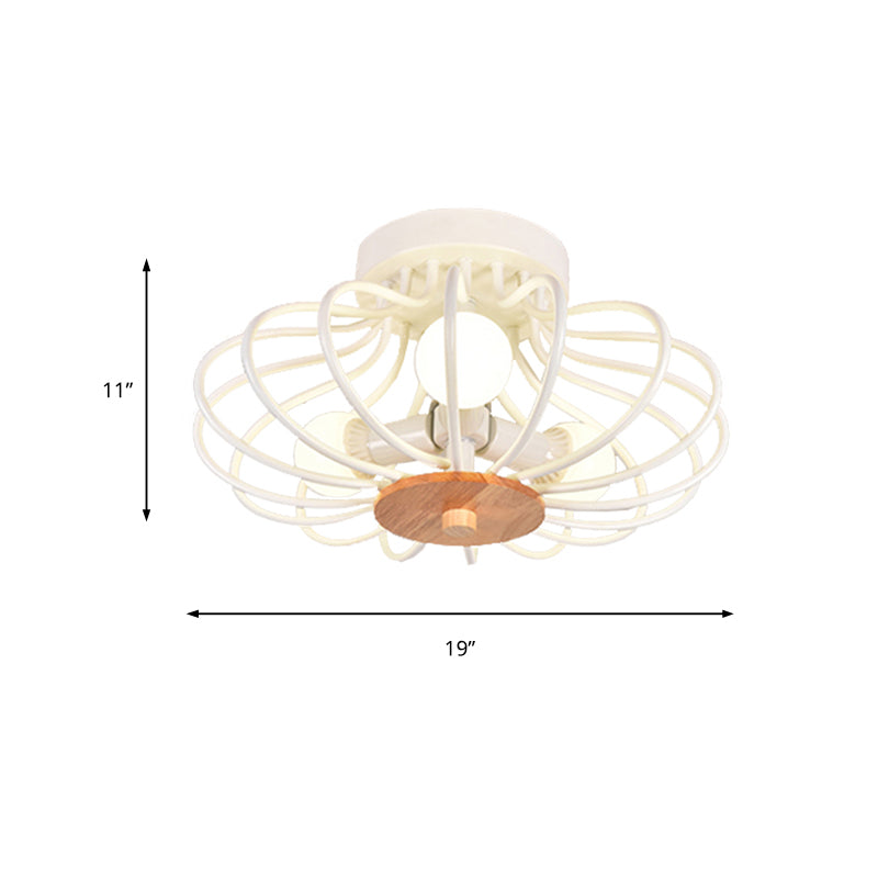 Contemporary Flush Mount Light Melon Cage Metal Ceiling Light for Restaurant Stairway Clearhalo 'Ceiling Lights' 'Close To Ceiling Lights' 'Close to ceiling' 'Semi-flushmount' Lighting' 172385