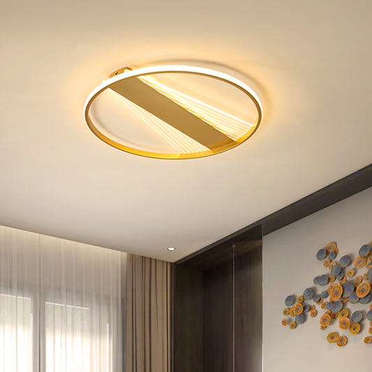 Ring Metal Ceiling Fixture Contemporary 18"/21.5" W LED Gold Flush Mount Lamp for Bedroom Clearhalo 'Ceiling Lights' 'Close To Ceiling Lights' 'Close to ceiling' 'Flush mount' Lighting' 1723854