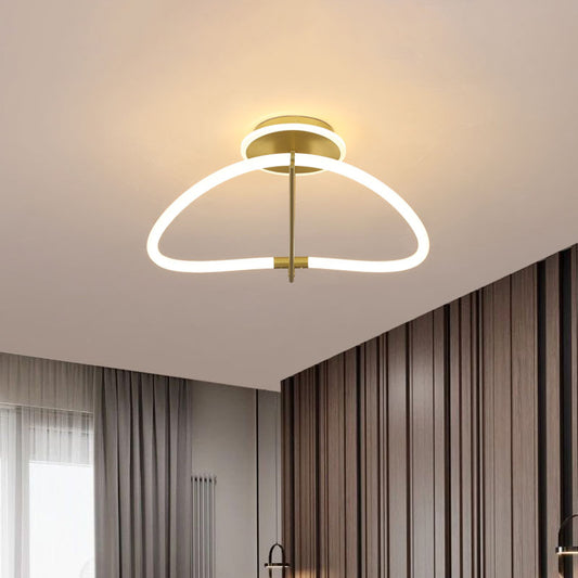 Gold Ring Semi Flush Mount Contemporary LED Metal Close to Ceiling Light for Bedroom Clearhalo 'Ceiling Lights' 'Close To Ceiling Lights' 'Close to ceiling' 'Semi-flushmount' Lighting' 1723883