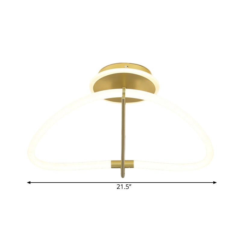 Gold Ring Semi Flush Mount Contemporary LED Metal Close to Ceiling Light for Bedroom Clearhalo 'Ceiling Lights' 'Close To Ceiling Lights' 'Close to ceiling' 'Semi-flushmount' Lighting' 1723885