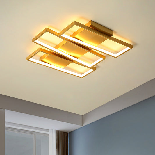 Modern 16.5"/20.5" W LED Flush Ceiling Light Fixture Gold Rectangle Flushmount Lighting with Acrylic Shade Gold Clearhalo 'Ceiling Lights' 'Close To Ceiling Lights' 'Close to ceiling' 'Flush mount' Lighting' 1723886