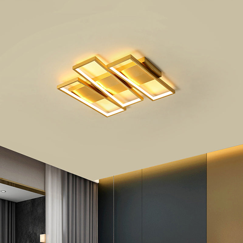 Modern 16.5"/20.5" W LED Flush Ceiling Light Fixture Gold Rectangle Flushmount Lighting with Acrylic Shade Clearhalo 'Ceiling Lights' 'Close To Ceiling Lights' 'Close to ceiling' 'Flush mount' Lighting' 1723887