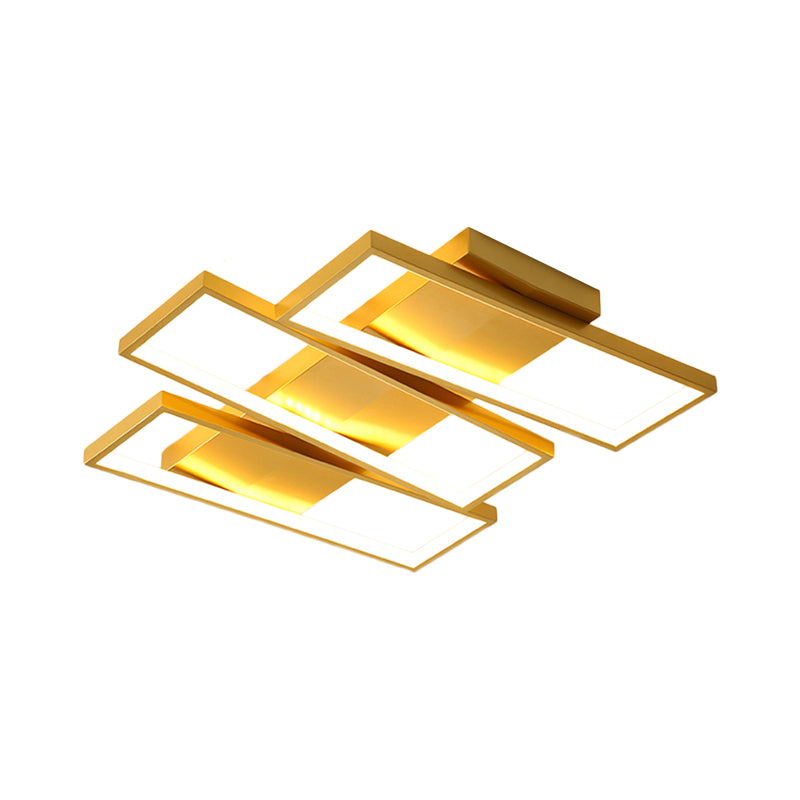 Modern 16.5"/20.5" W LED Flush Ceiling Light Fixture Gold Rectangle Flushmount Lighting with Acrylic Shade Clearhalo 'Ceiling Lights' 'Close To Ceiling Lights' 'Close to ceiling' 'Flush mount' Lighting' 1723888