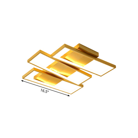 Modern 16.5"/20.5" W LED Flush Ceiling Light Fixture Gold Rectangle Flushmount Lighting with Acrylic Shade Clearhalo 'Ceiling Lights' 'Close To Ceiling Lights' 'Close to ceiling' 'Flush mount' Lighting' 1723889