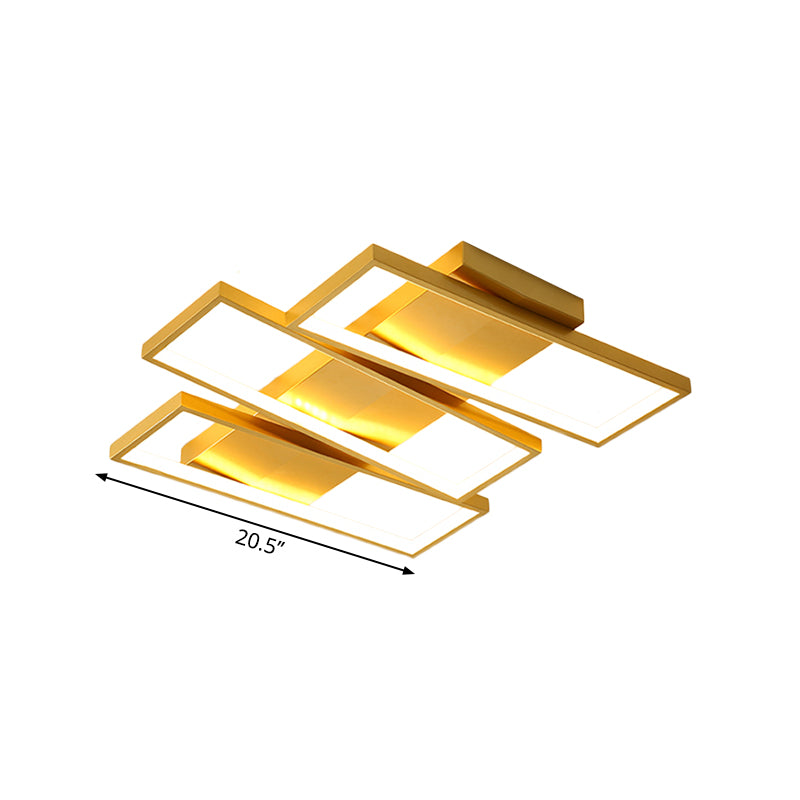 Modern 16.5"/20.5" W LED Flush Ceiling Light Fixture Gold Rectangle Flushmount Lighting with Acrylic Shade Clearhalo 'Ceiling Lights' 'Close To Ceiling Lights' 'Close to ceiling' 'Flush mount' Lighting' 1723890