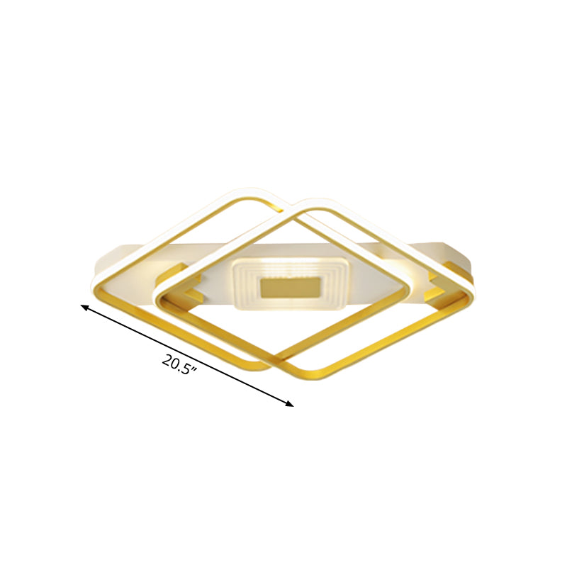 Minimal Square Flush Mount Fixture Acrylic Living Room LED Close to Ceiling Lamp in Gold, 16.5"/20.5" W Clearhalo 'Ceiling Lights' 'Close To Ceiling Lights' 'Close to ceiling' 'Flush mount' Lighting' 1723900