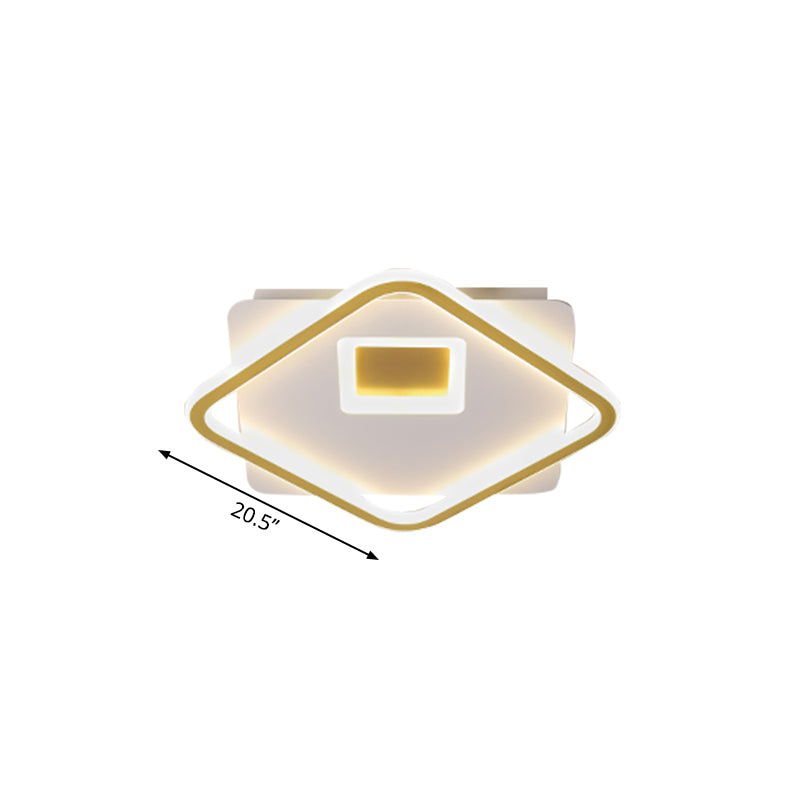 Simple Squared Flush Light Fixture Acrylic LED Bedroom Ceiling Lighting in Gold, 16.5"/20.5" W Clearhalo 'Ceiling Lights' 'Close To Ceiling Lights' 'Close to ceiling' 'Flush mount' Lighting' 1723910