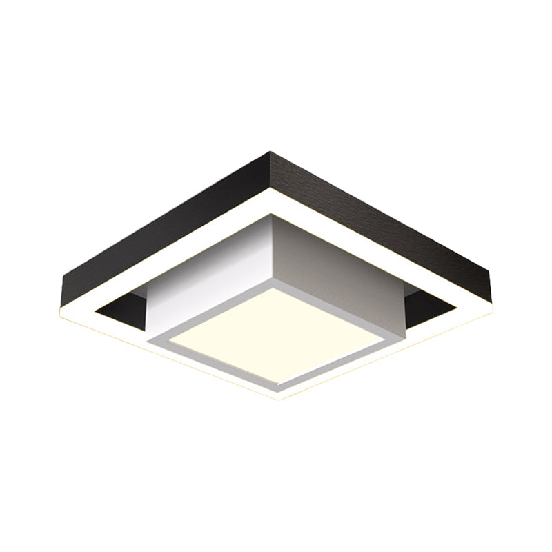 Aluminum 2-Tier Square Ceiling Lamp Contemporary Black/Gold LED Flush Mount Lighting in Warm/White Light for Corridor Clearhalo 'Ceiling Lights' 'Close To Ceiling Lights' 'Close to ceiling' 'Flush mount' Lighting' 1723913