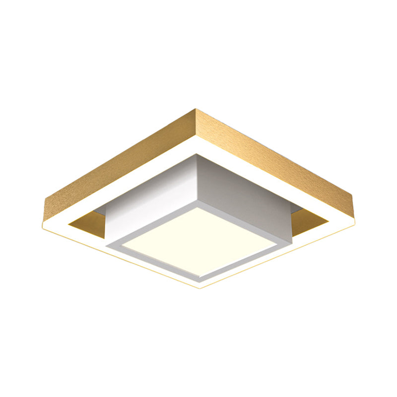 Aluminum 2-Tier Square Ceiling Lamp Contemporary Black/Gold LED Flush Mount Lighting in Warm/White Light for Corridor Clearhalo 'Ceiling Lights' 'Close To Ceiling Lights' 'Close to ceiling' 'Flush mount' Lighting' 1723917