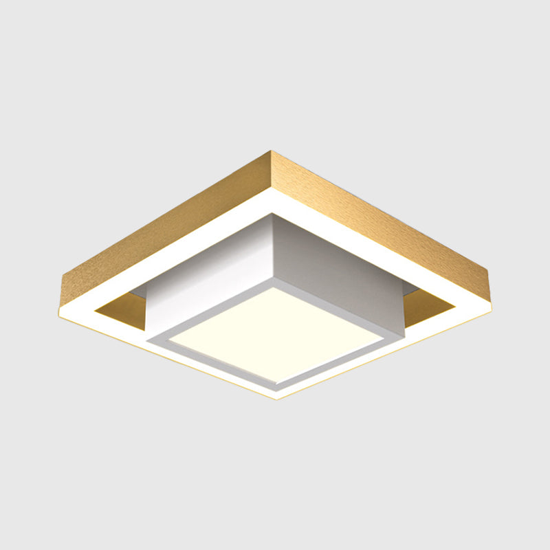 Aluminum 2-Tier Square Ceiling Lamp Contemporary Black/Gold LED Flush Mount Lighting in Warm/White Light for Corridor Clearhalo 'Ceiling Lights' 'Close To Ceiling Lights' 'Close to ceiling' 'Flush mount' Lighting' 1723918