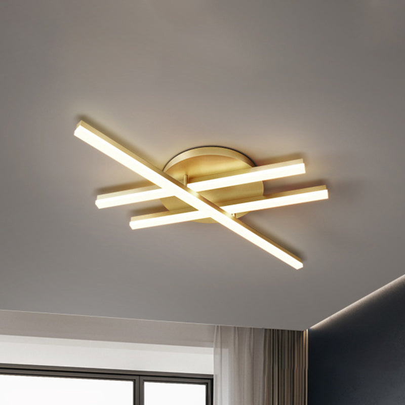 Linear Flush Mount Ceiling Light Minimal Acrylic LED Gold Lighting Fixture in Warm/White Light for Bedroom Gold C Clearhalo 'Ceiling Lights' 'Close To Ceiling Lights' 'Close to ceiling' 'Flush mount' Lighting' 1723928