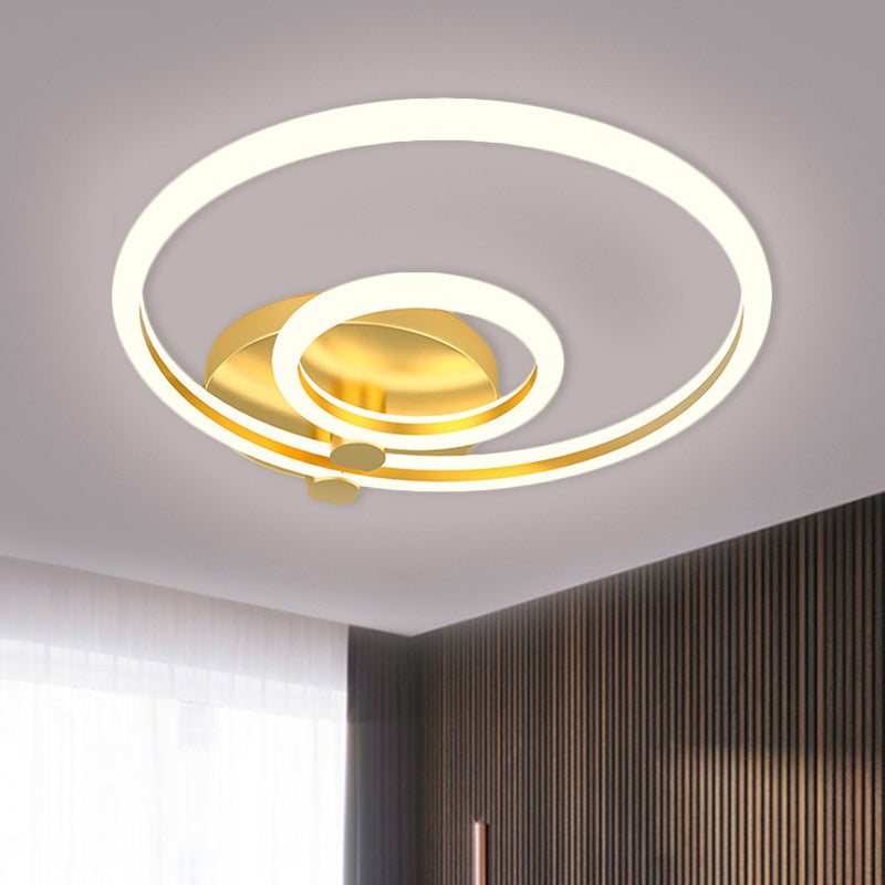 Hoop Semi Flush Light Minimalism Metallic LED Gold Ceiling Mounted ...