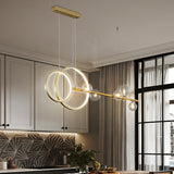 Clear Glass Sphere Island Light Fixture Simple 5 Heads LED Hanging Lamp Kit in Gold with Metal Circle Design Clearhalo 'Ceiling Lights' 'Island Lights' Lighting' 1724054