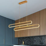 Aluminum Elliptical Island Light Modernity LED Gold Pendant Lighting in Warm/White Light, 39"/47" Long Gold