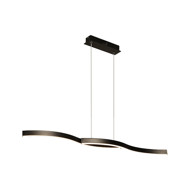 Waves Island Lamp Contemporary Aluminum 39"/47" L LED Black Pendant Lighting Fixture in Warm/White Light for Dining Room Clearhalo 'Ceiling Lights' 'Island Lights' Lighting' 1724073