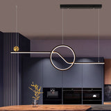 Linear and Circle Hanging Ceiling Light Contemporary Metal Dining Room LED Island Pendant in Black, Warm/White Light Black Clearhalo 'Ceiling Lights' 'Island Lights' Lighting' 1724080