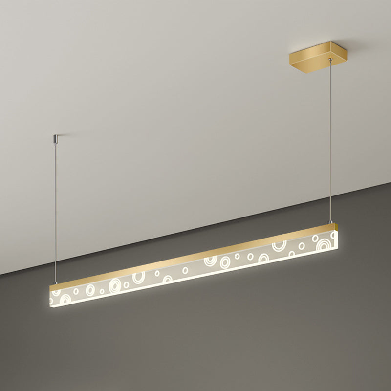 35.5"/47" L Simple Rectangle Island Lamp Aluminum Dining Room LED Hanging Light Fixture in Gold, Warm/White Light Gold Clearhalo 'Ceiling Lights' 'Island Lights' Lighting' 1724084