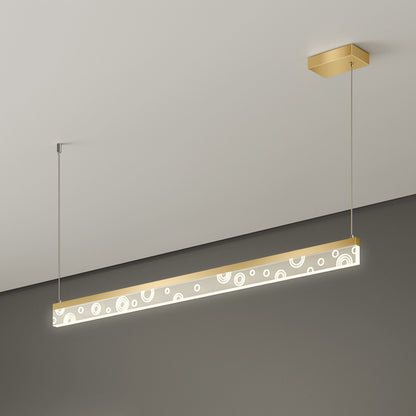 35.5"/47" L Simple Rectangle Island Lamp Aluminum Dining Room LED Hanging Light Fixture in Gold, Warm/White Light Gold Clearhalo 'Ceiling Lights' 'Island Lights' Lighting' 1724084