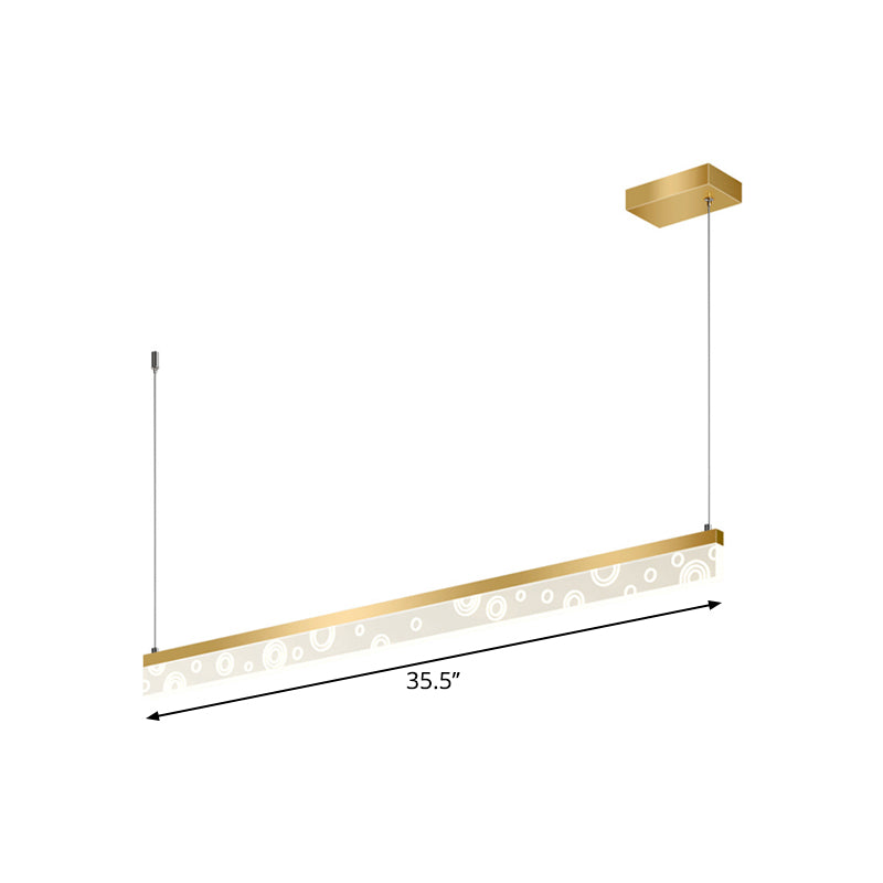 35.5"/47" L Simple Rectangle Island Lamp Aluminum Dining Room LED Hanging Light Fixture in Gold, Warm/White Light Clearhalo 'Ceiling Lights' 'Island Lights' Lighting' 1724087