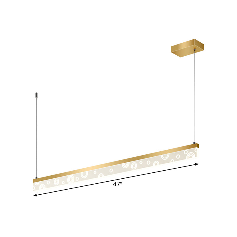 35.5"/47" L Simple Rectangle Island Lamp Aluminum Dining Room LED Hanging Light Fixture in Gold, Warm/White Light Clearhalo 'Ceiling Lights' 'Island Lights' Lighting' 1724088