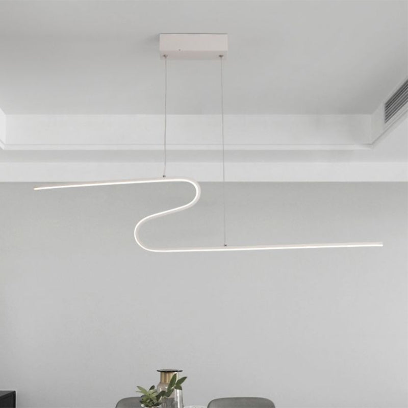 Extended S-Shape Island Pendant Modernism Metal Black/White LED Ceiling Suspension Lamp in Warm/White Light Clearhalo 'Ceiling Lights' 'Island Lights' Lighting' 1724094