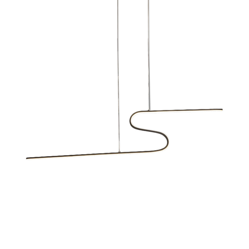 Extended S-Shape Island Pendant Modernism Metal Black/White LED Ceiling Suspension Lamp in Warm/White Light Clearhalo 'Ceiling Lights' 'Island Lights' Lighting' 1724100