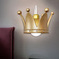 Crown Children Bedroom Wall Sconce Metal 1-Bulb Kids Style Wall Mounted Light in Gold/Pink Clearhalo 'Wall Lamps & Sconces' 'Wall Lights' Lighting' 1724145