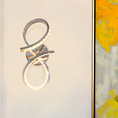 Metal Number Wall Lighting Ideas Simple LED Chrome Wall Mount Lamp with Cut Crystal Deco in Warm/White Light Chrome Clearhalo 'Cast Iron' 'Glass' 'Industrial' 'Modern wall lights' 'Modern' 'Tiffany' 'Traditional wall lights' 'Wall Lamps & Sconces' 'Wall Lights' Lighting' 1724202